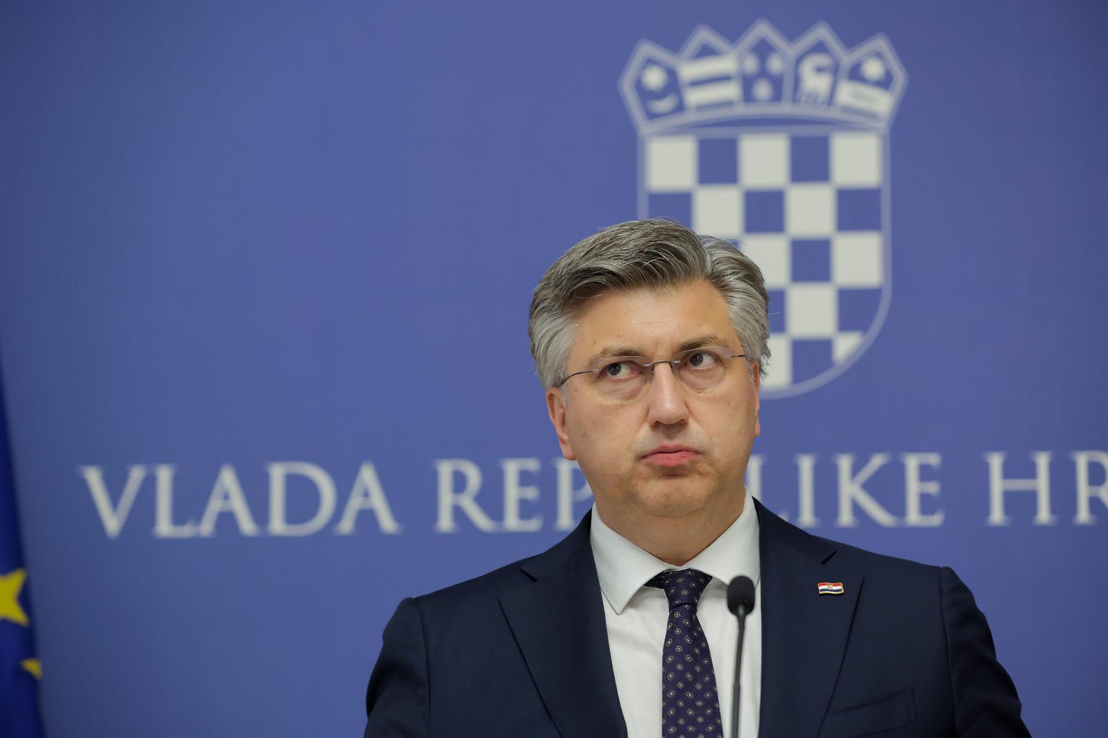 09.05.2023., Konferencija za medije premijera Andreja Plekovica nakon sastanka vecine u Banskim dvorima.  Photo: Luka Stanzl/PIXSELL