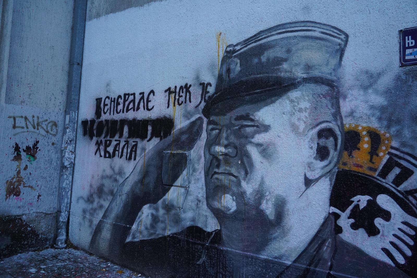 09, November, 2021, Belgrade - Activists Aida Corovic and Jelena Jacimovic Jachim threw eggs at a mural by Ratko Mladic, painted on the corner of Njegoseva and Aleksa Nenadovic. Photo: Antonio Ahel/ATAImages

09, novembar, 2021, Beograd - Aktivistkinje Aida Corovic i Jelena Jacimovic Jachim gadjale su jajima mural Ratka Mladica, koji je oslikan na uglu Njegoseve i Alekse Nenadovica. Photo: Antonio Ahel/ATAImages Photo: Antonio Ahel/PIXSELL