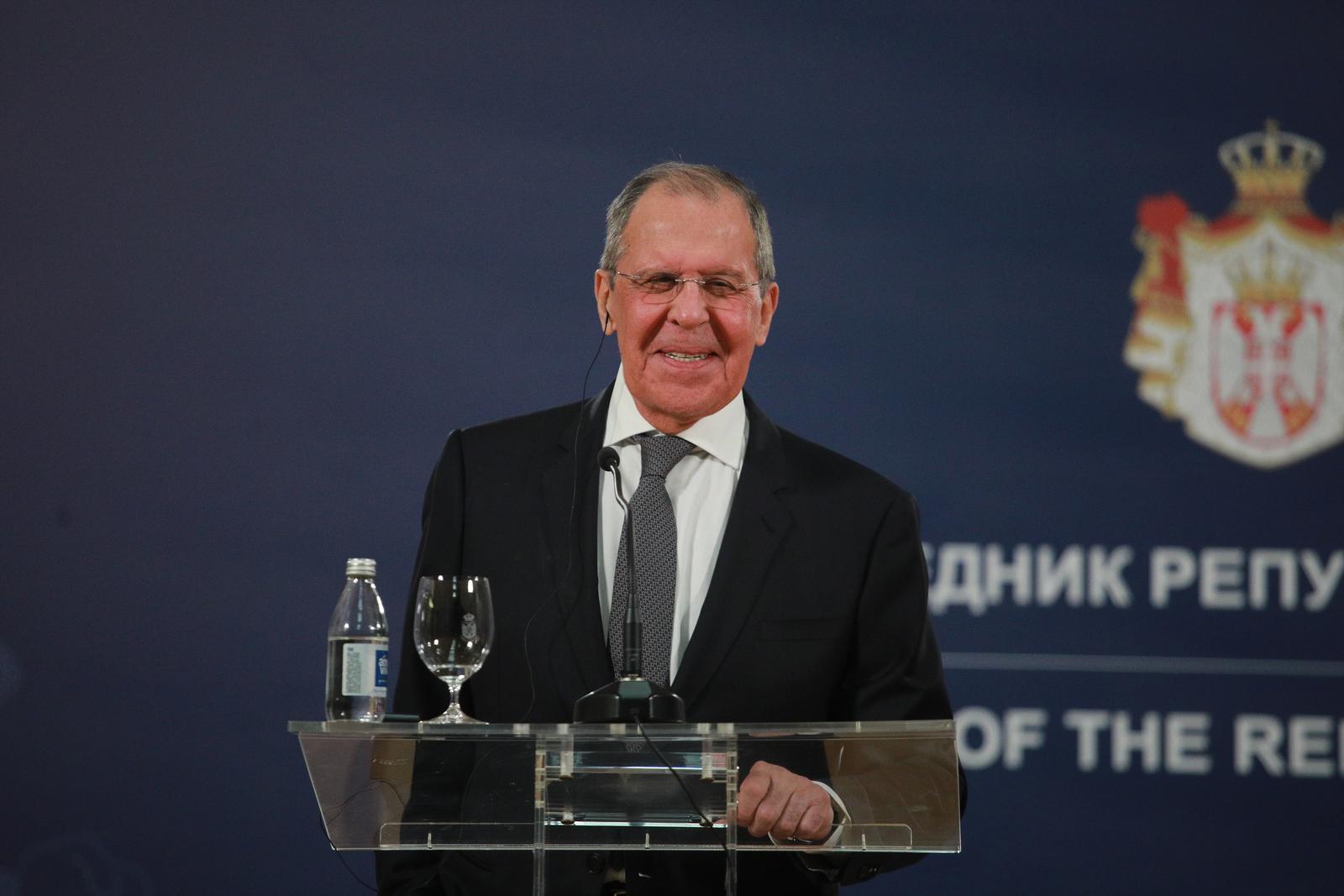 10, October, 2021, Belgrade - In the building of the General Secretariat of the President of Serbia, President Aleksandar Vucic met with the Minister of Foreign Affairs of Russia, Sergey Lavrov. Sergey Lavrov. Photo: ilos Tesic/ATAImages

10, oktobar, 2021, Beograd  - U zgradi Generalnog sekretarijata predsednika Srbije predsednik Aleksandar Vucic sastao se sa ministrom spoljnih poslova Rusije Sergejem Lavrovim. Photo: Milos Tesic/ATAImages