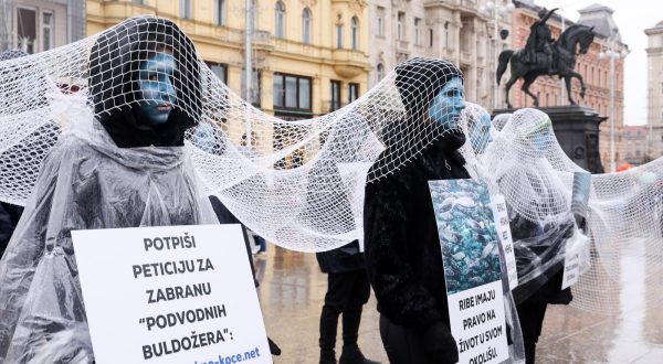 10.12.2022., Zagreb, Prijatelji zivotinja organizirali na sredisnjem trgu performans povodom Medjunarodnog dana prava zivotinja Photo: Emica Elvedji/PIXSELL