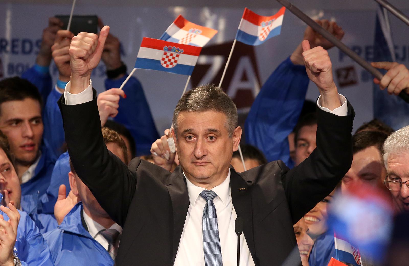 11.01.2015., Zagreb - Izborni stozer u Hypo centru HDZ-ove predsjednicke kandidatkinje Kolinde Grabar Kitarovic gdje se ocekuju rezultati drugog kruga predsjednickih izbora 2014./2015. Tomislav Karamarko. Photo: Igor Kralj/PIXSELL