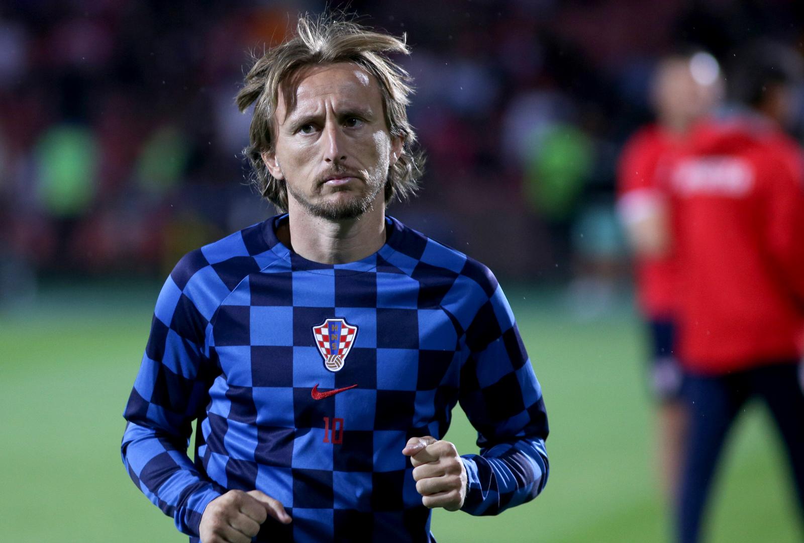11.09.2023., Erevan, Armenija - Zagrijavanje igraca uoci kvalifikacijske utakmice za UEFA Euro 2024. nogometno prvenstvo, 6. kolo, Armenija - Hrvatska. Luka Modric Photo: Hrach Khachatryan/PIXSELL