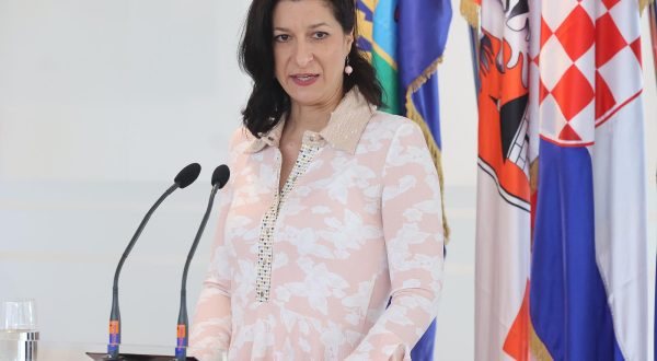 12.06.2023., Petrinja - Svecano otvorenje Veteranskog centra Petrinja kojem su nazocili i predsjednik Vlade Andrej Plenkovic i potpredsjednik Vlade i ministar hrvatskih branitelja Tomo Medved te drugi visoki uzvanici. Gradonacellnica Magdalena Komes Photo: Marko Prpic/PIXSELL
