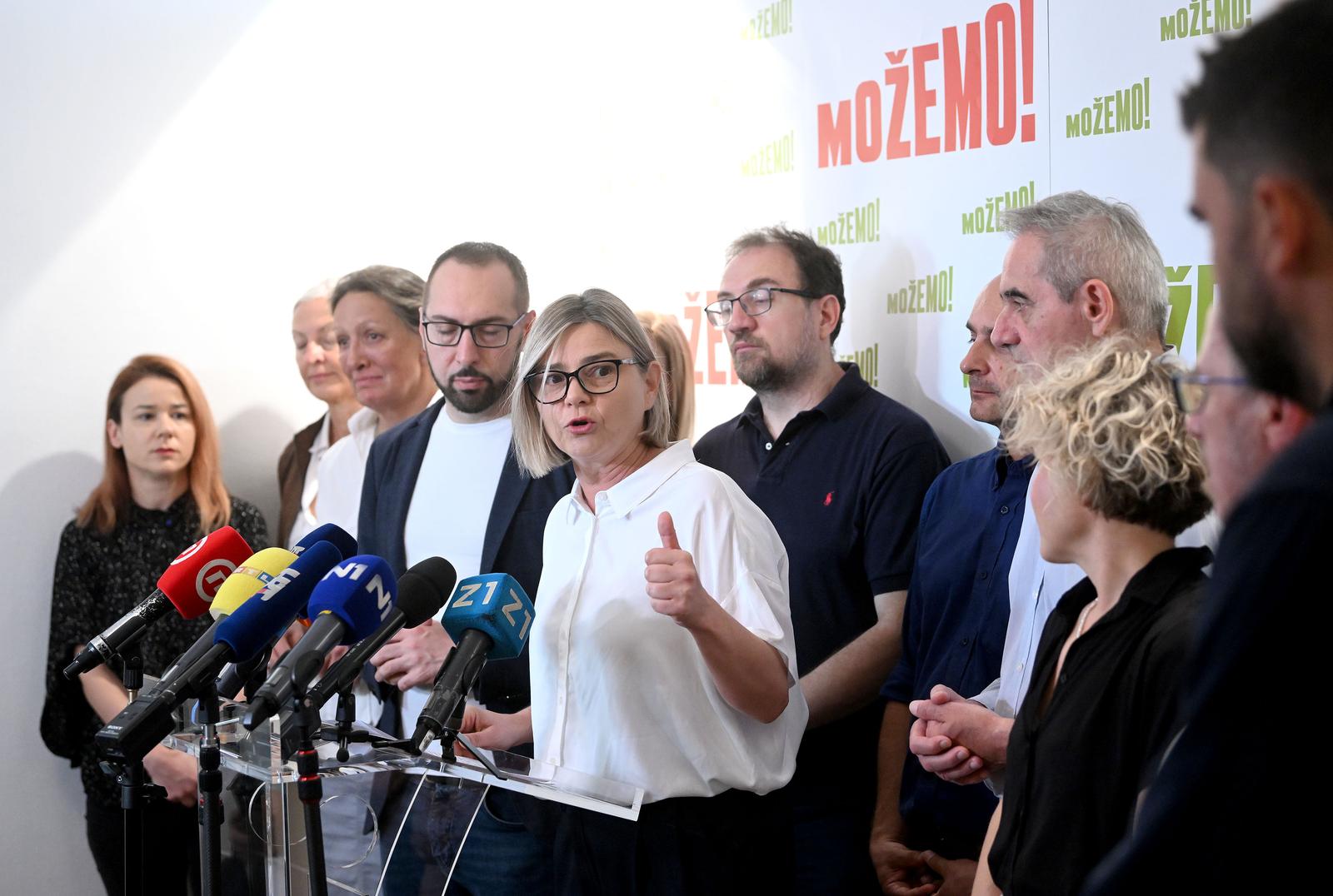 16.09.2023., Zagreb - Platforma Mozemo predstavlja svog kandidata za premijera. Tomislav Tomasevic predstavio Sandru Bencic kao kandidatkinju za parlamentarne izbore. Photo: Marko Lukunic/PIXSELL
