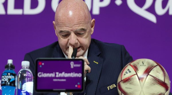 16.12.2022., Qatar National Convention Centre, QNCC, Doha, Katar - Zavrsna konferencija za medije na SP u Kataru. Predsjednik FIFA-e, Gianni Infantino i Bryan Swanson. 
 Photo: Goran Stanzl/PIXSELL