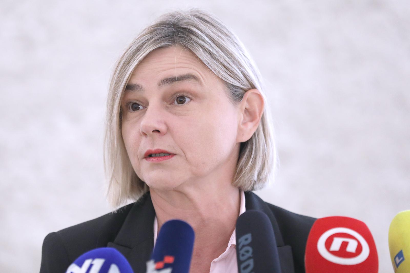 20.09.2023., Zagreb - Na konferenciji za medije odrzanoj u Saboru o aktualnim temema govorila je Sandra Bencic. Photo: Patrik Macek/PIXSELL