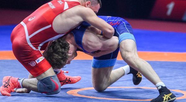 23.04.2023., Arena, Zagreb - Europsko prvenstvo u hrvanju.Finale u grcko rimskom stilu u kategoriji od 97 kg.Kiril Milenov MILOV(BUL)-Artur ALEKSANYAN(ARM). Photo: Igor Soban/PIXSELL