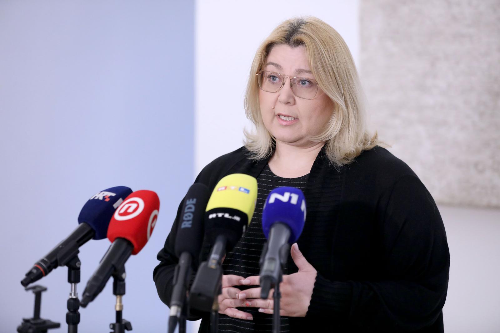 28.06.2023., Zagreb - Na konferenciji za medije odrzanoj u Saboru o aktualnim temama govorila je Ivana Posavec Krivec. Photo: Patrik Macek/PIXSELL