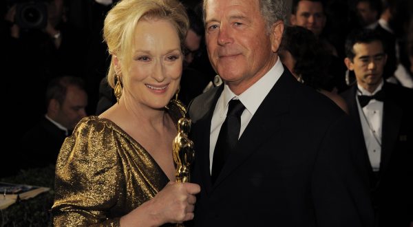 From left, Meryl Streep with the Oscar for best actress in a leading role for "The Iron Lady"  and husband Don Gummer at the Governors Ball following the 84th Academy Awards on Sunday, Feb. 26, 2012, in the Hollywood section of Los Angeles. (AP Photo/Chris Pizzello)