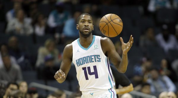Charlotte Hornets' Michael Kidd-Gilchrist (14) brings the ball up against the Atlanta Hawks during the first half of an NBA basketball game in Charlotte, N.C., Sunday, Dec. 8, 2019. The Hawks won 122-107. (AP Photo/Bob Leverone)