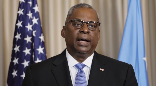 epa10869474 US Secretary of Defense Lloyd J. Austin III speaks to the media after the fifth meeting of the Ukraine Defense Contact Group at Ramstein Air Base in Ramstein, Germany, 19 September 2023. The US Secretary of Defense has invited Ministers of Defense and senior military officials from around the world to discuss the ongoing crisis in Ukraine and various security issues facing US allies and partners.  EPA/RONALD WITTEK