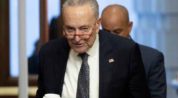 epa10890287 Senate Majority Leader Chuck Schumer arrives on Capitol Hill in Washington, DC, USA, 29 September 2023. As a government shutdown looms ahead, the Senate and House of Representatives are working on separate stop-gap government spending plans.  EPA/MICHAEL REYNOLDS