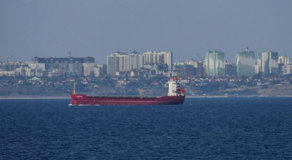epa10897782 The Maranta bulk carrier near the sea port of Odesa, Ukraine, 03 October 2023. The Maranta and Equator bulk carriers have entered the sea port of Odesa, using a temporary corridor for civilian vessels in the Black Sea established by the Ukrainian Navy after Russia's withdrawal from a grain deal.  EPA/IGOR TKACHENKO