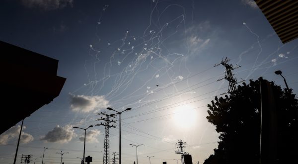 epa10911411 Miissiles launched from the Gaza Strip toward the Israeli city of Ashkelon interrupted by the Israeli air defense system of Iron Dome over th city of Ashkelon, 10 October 2023. More than 900 people have been killed, around 150 were taken as hostages, and 1,500 others injured, according to Israel Defence Forces (IDF), after the Islamist movement Hamas launched an attack against Israel on 07 October. More than 3,000 people, including 1,500 militants from Hamas, have been killed and thousands injured in Gaza and Israel since 07 October, according to Israeli military sources and Palestinian officials.  EPA/ATEF SAFADI