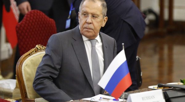 epa10934519 Russia foreign minster Sergei Lavrov during the second regional 3+3 regional meeting in Tehran, Iran, 23 October 2023. Iran holds the meeting aiming to solve tension between Azerbaijan and Armenia.  EPA/ABEDIN TAHERKENAREH