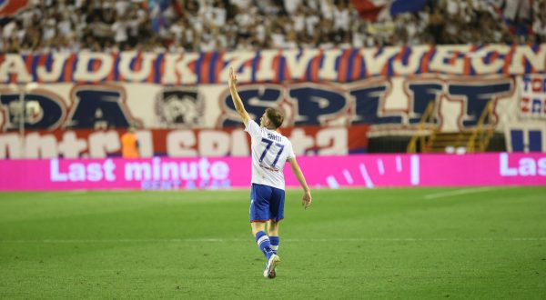 01.10.2023.,Split,stadion Poljud-SuperSport HNL,10 kolo,HNK Hajduk-GNK Dinamo. Emir Sahiti donio je Hajukovcima slavlje i vodstvo. Photo: Ivo Cagalj/PIXSELL