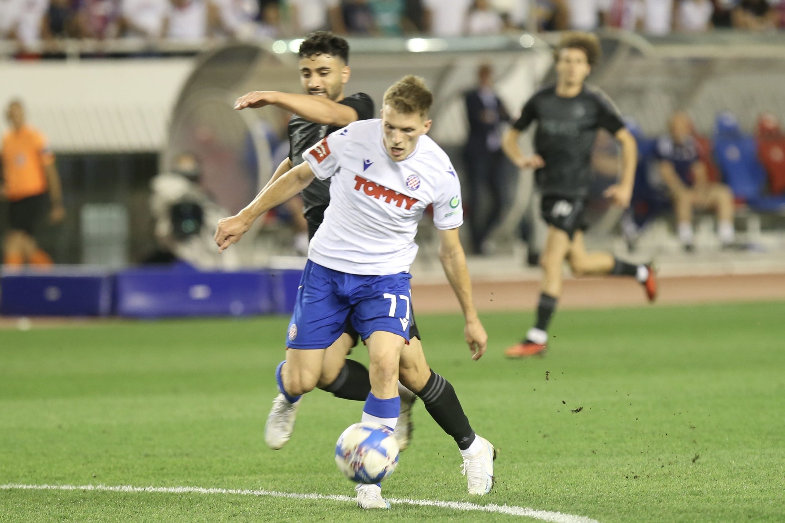 01.10.2023.,Split,stadion Poljud-SuperSport HNL,10 kolo,HNK Hajduk-GNK Dinamo.Emir Sahiti dobio je hajukovcima slavlje i vodstvo. Photo: Ivo Cagalj/PIXSELL