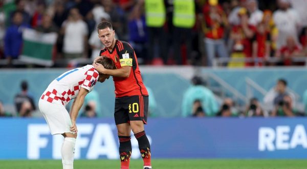01.12.2022., stadion Ahmad Bin Ali, Al Rayyan, Katar - FIFA Svjetsko prvenstvo, skupina F, 3. kolo, Hrvatska - Belgija. 
Luka Modric, Eden Hazard
   Photo: Igor Kralj/PIXSELL