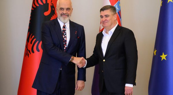 02.10.2023., Zagreb - Predsjednik Republike Zoran Milanovic primio je na Pantovcaku predsjednika Vlade Republike Albanije Edija Ramu koji boravi u sluzbenom posjetu Republici Hrvatskoj. Zoran Milanovic, Edi Rama.
 Photo: Davor Puklavec/PIXSELL
