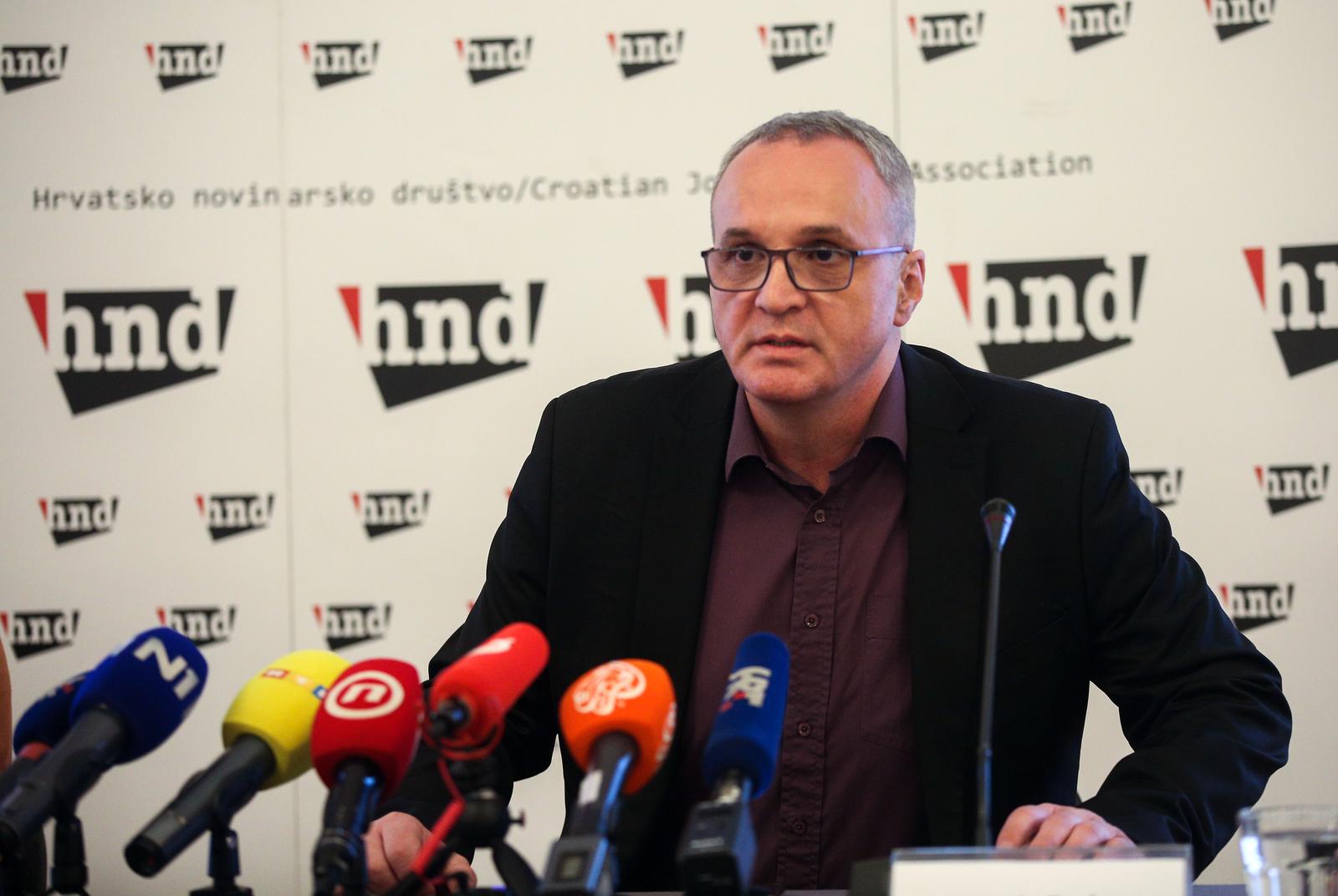 03.02.2023., Zagreb - Dan prije prosvjeda Andrea Topic i Hrvoje Zovko odrzali su u Novinarskom dom konferenciju za medje Photo: Zeljko Hladika/PIXSELL