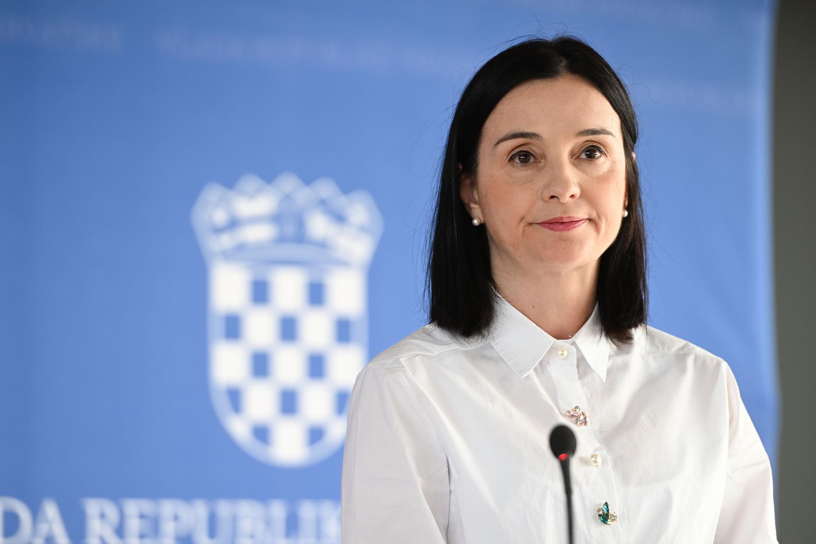 04.10.2023., Zagreb - Ministrica poljoprivrede Marija Vuckovic dala je izjavu za medije nakon sjednice Vlade RH u Nacionalnoj i sveucilisnoj knjiznici. Photo: Davorin Visnjic/PIXSELL