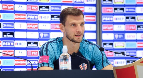 6.6.2023., Rijeka - Konferencija za medije Hrvatske nogometne reprezentacije na kojoj su prisustvovali igraci Josip Juranovic i Borna Barisic Photo: Nel Pavletic/PIXSELL