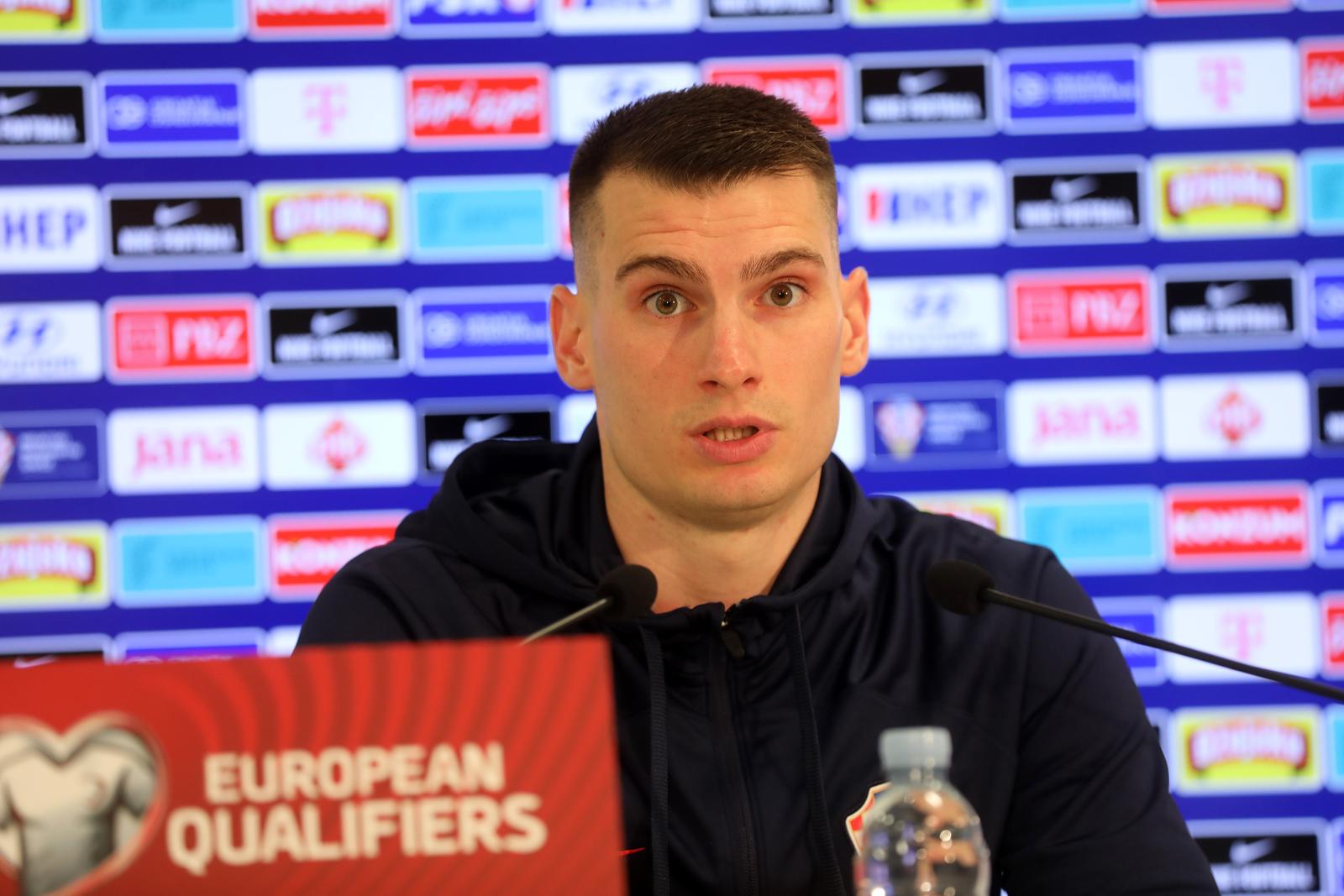 07.09.2023., Rijeka - Konferencija za medije izbornika Hrvatske nogometne reprezentacije Zlatka Dalica i vratara Diominika Livakovica u press centru stadiona na Rujevici. Photo: Goran Kovacic/PIXSELL