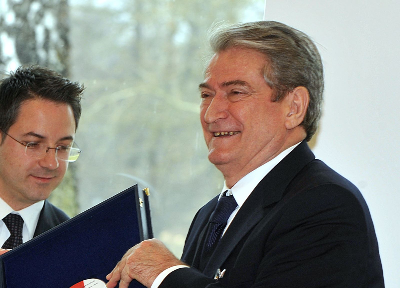 20.03.2010., Brdo kod Kranja, Slovenija - Medjunarodni summit Zajednicki za Europsku uniju: Doprinos zapadnog Balkana europskoj buducnosti. Domacini sastanka bila je Predsjednica Vlade Republike Hrvatske Jadranka Kosor i Predsjednik Vlade Republike Slovenije Boris Pahor. Jadranka Kosor predala je prijevode pravne stecevine EU premijerima drugih drzava. Sali Berisha, premijer Albanije. "nPhoto: Goran Stanzl/PIXSELL
