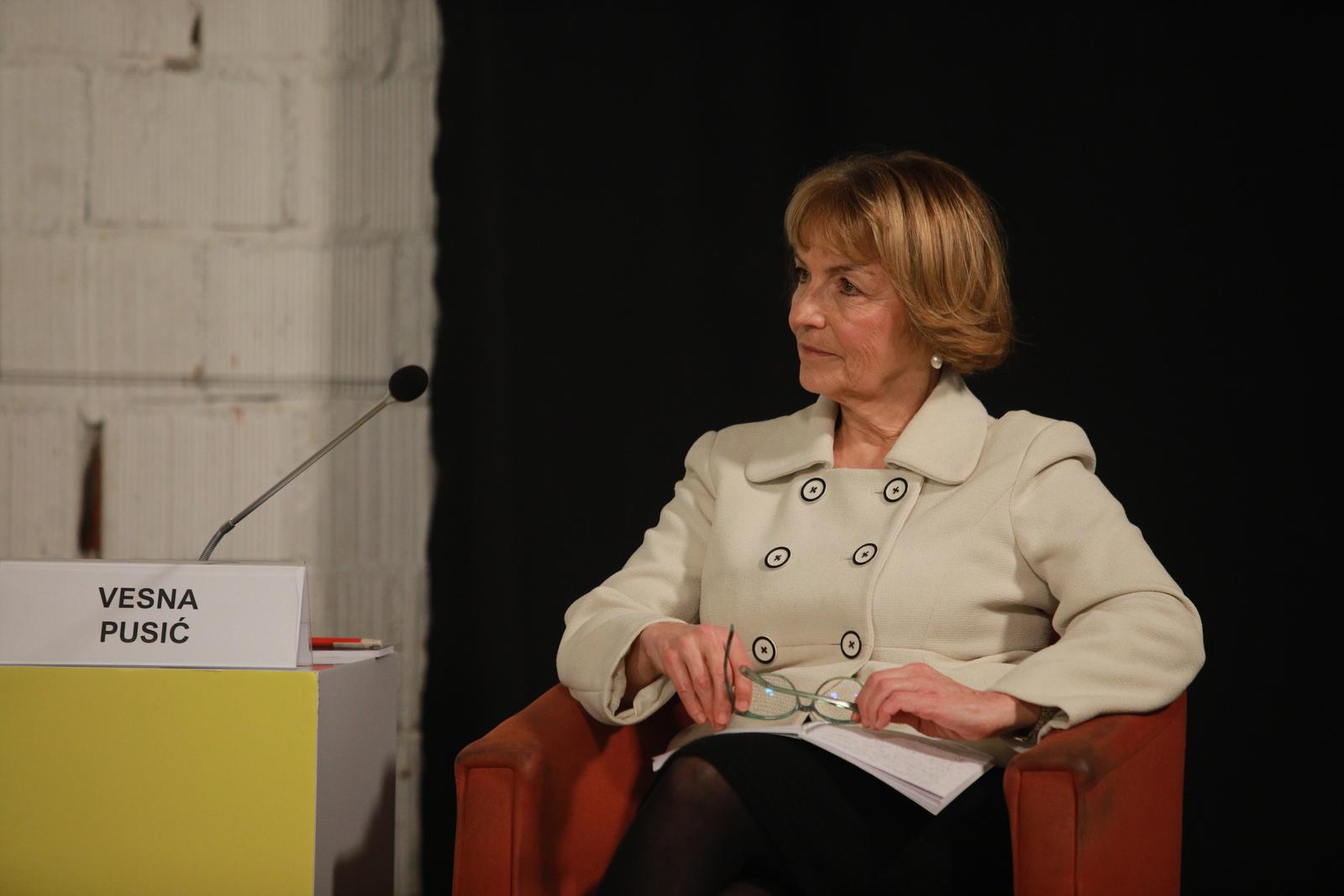 10, March, 2023, Belgrade - A panel discussion "Zoran Djindjic and the foreign policy orientation of Serbia 2003-2023" was held in Dorcol Plac. Vesna Pusic. Photo: Milos Tesic/ATAImages

10, mart, 2023, Beograd - U Dorcol Placu odrzana je panel-diskusija "Zoran Djindjic i spoljnopoliticka orijentacija Srbije 2003-2023".  Photo: Milos Tesic/ATAImages/PIXSELL