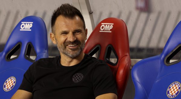 10.08.2023., stadion Poljud, Split - Prva utakmica 3. pretkola UEFA Konferencijske lige, HNK Hajduk - PAOK. trener Hajduka Ivan Leko, Lovre Kalinic Photo: Ivana Ivanovic/PIXSELL
