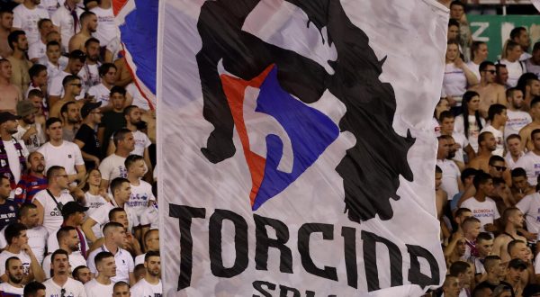 10.08.2023., stadion Poljud, Split - Prva utakmica 3. pretkola UEFA Konferencijske lige, HNK Hajduk - PAOK. Navijaci Hajduka, Torcida Photo: Ivana Ivanovic/PIXSELL