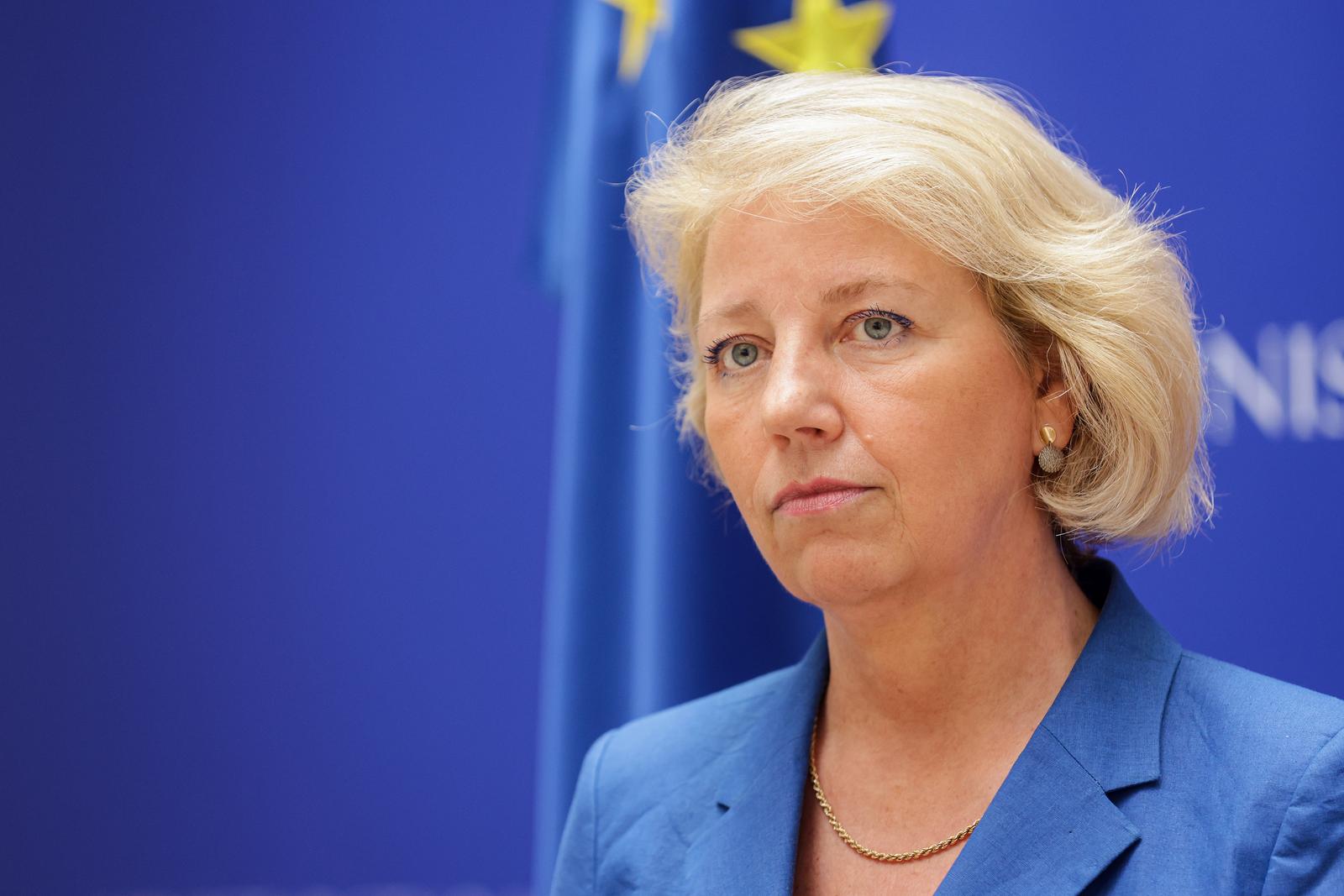 10.10.2023., Zagreb - Izjava za medije drzavne tajnice u ministarstvu vanjskih i europskih poslova Andreje Metelko Zgombic o povratku hrvatskih drzavljana iz Izraela. Photo: Luka stanzl/PIXSELL