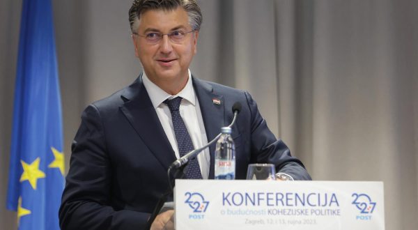 12.09.2023., Zagreb - Konferencija o buducnosti kohezijske politike nakon 2027. godine. Predsjednik Vlade Republike Hrvatske Andrej Plenkovic.  Photo: Luka Stanzl/PIXSELL