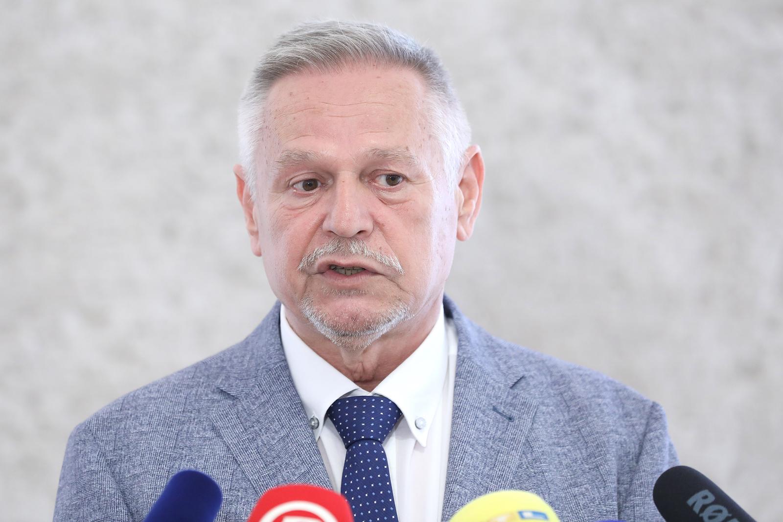 12.09.2023., Zagreb - Odrzana je 28. sjednica Predsjednistva Hrvatskoga sabora s predsjednicima klubova zastupnika kojom je predsjedao predsjednik HS Gordan Jandrokovic. Tema sjednice bila je dnevni red predstojece sjednice. Nakon sjednice konferenciju za medije odrzao je Davorko Vidovic. Photo: Patrik Macek/PIXSELL
