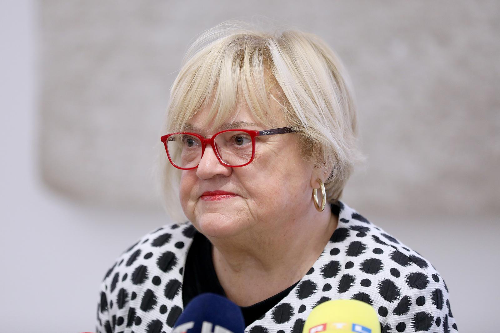 13.10.2023., Zagreb - Na konferenciji za medije odrzanoj u Saboru o zastavi Izraela na MVP  govorila je Anka Mrak Taritas. Photo: Patrik Macek/PIXSELL