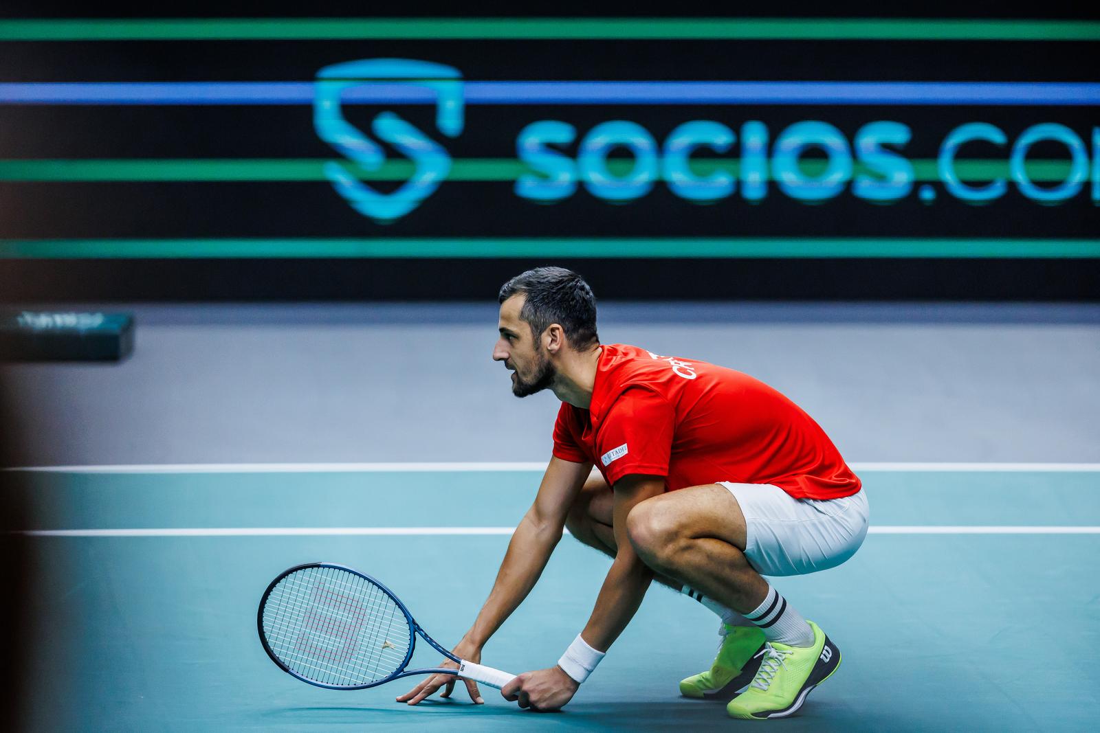 15.09.2023., Split - Dvorana Gripe. Turnir prvog kruga zavrsnice Davis Cupa za 2023, grupa D (Hrvatska, Nizozemska, SAD, Finska). Hrvatska - SAD. Ivan Dodig i Mate Pavic (CRO) - Harri Heliovaara i Patrik Niklas-Salminen (FIN). Photo: Zvonimir Barisin/PIXSELL
