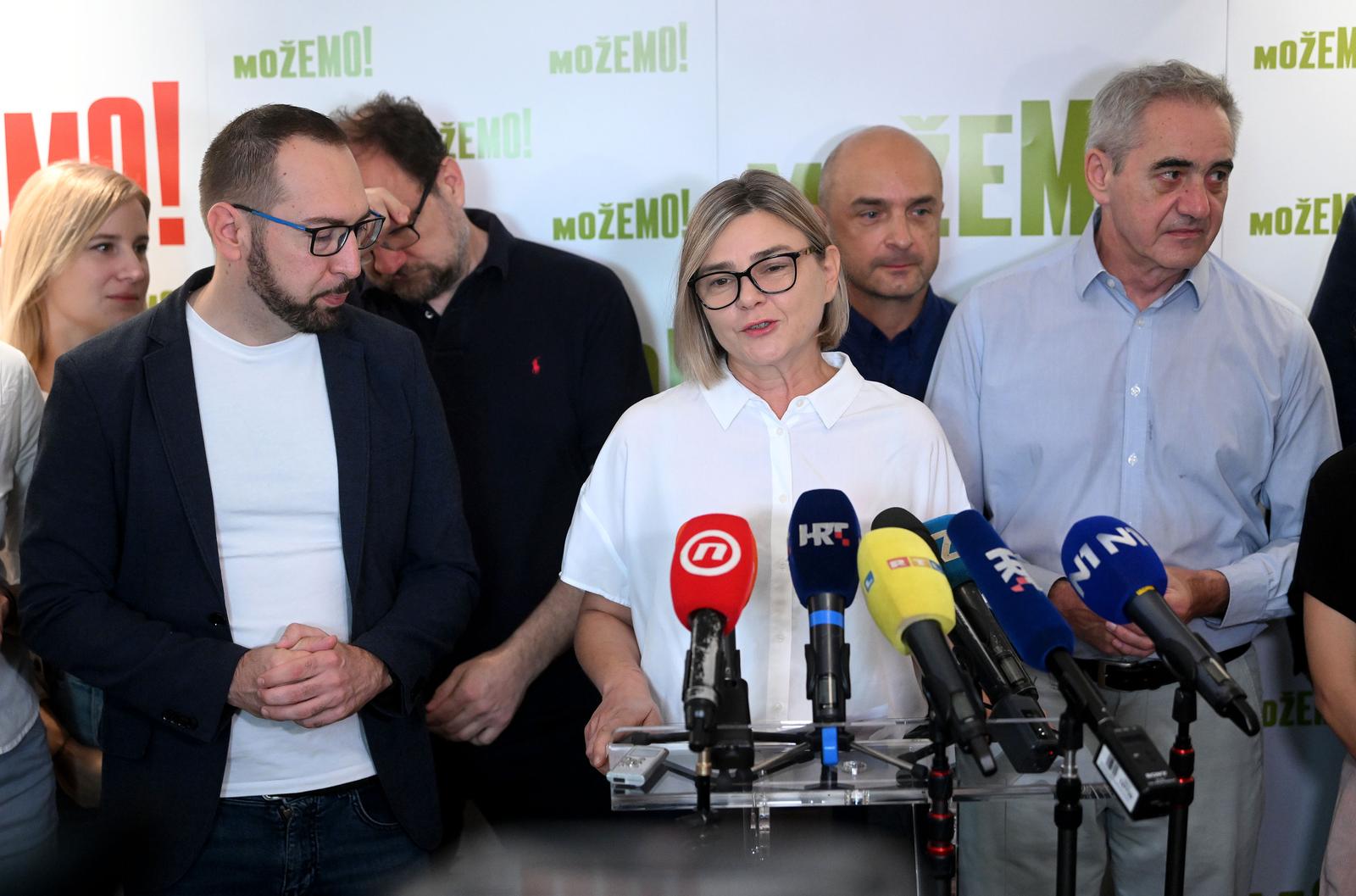 16.09.2023., Zagreb - Platforma Mozemo predstavlja svog kandidata za premijera. Tomislav Tomasevic predstavio Sandru Bencic kao kandidatkinju za parlamentarne izbore. Photo: Marko Lukunic/PIXSELL