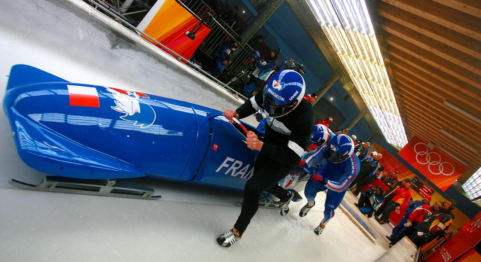 23.02.2006., Torino, Italija - XX Zimske olimpijske igre. Francuska bob reprezentacija tijekom treninga. "nPhoto: Zeljko Lukunic/PIXSELL