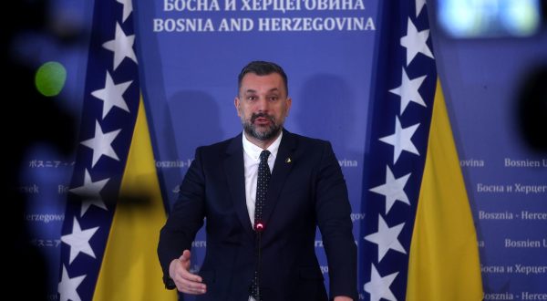 19.04.2023., Sarajevo, Bosna i Hercegovina - Ministar vanjskih poslova BiH Elmedin Konakovic dao je izjavu medijima nakon sjednice Vijeca ministara. Photo: Armin Durgut/PIXSELL