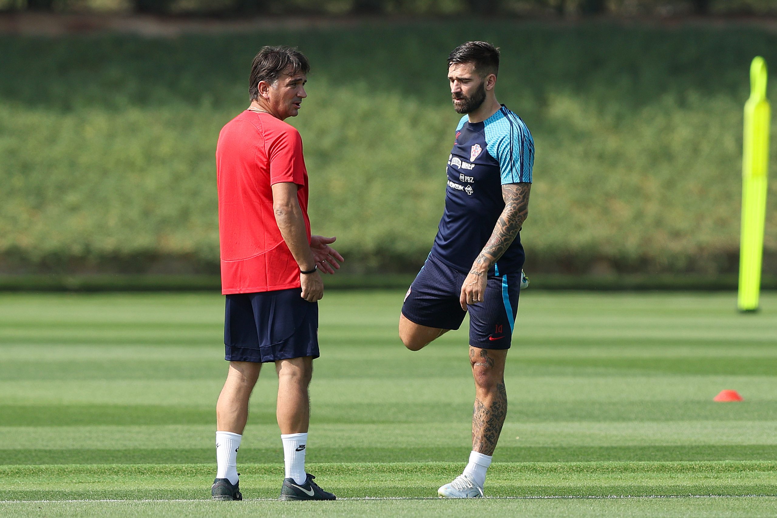 19.11.2022., Doha, Katar - Trening Hrvatske nogometne reprezentacije na trening kampu Al Ersal 3 u Dohi na SP u Kataru. Izbornik Hrvatske Zlatko Dalic, Marko Livaja. Photo: Goran Stanzl/PIXSELL