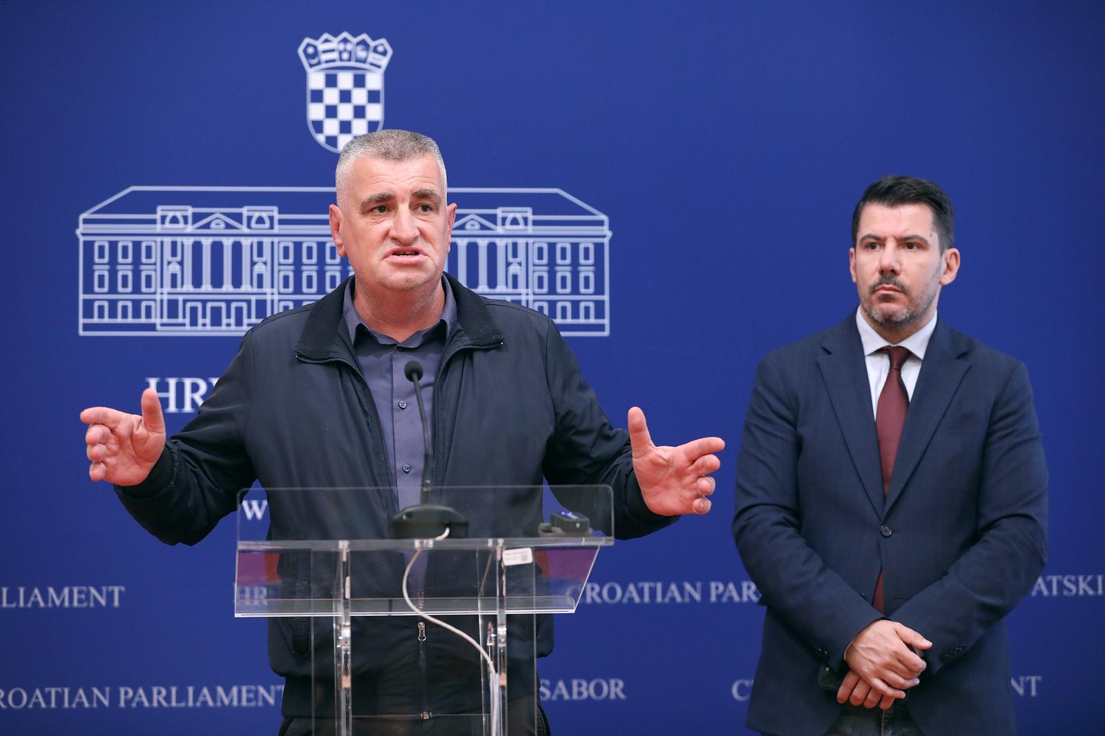 20.10.2023., Zagreb - Na konferenciji za medijeMost odrzanoj u Saboru o migrantskoj jrizi govorili su Nikola Grmoja i Miro Bulj. Photo: Patrik Macek/PIXSELL
