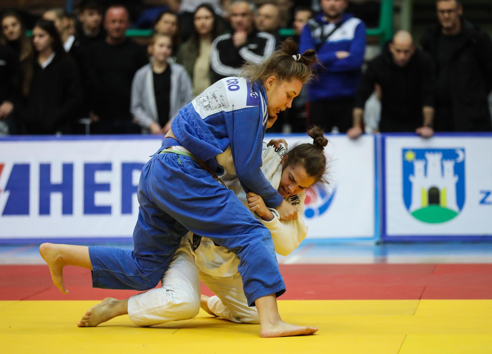 21.01.2023,Zagreb - U dvorani Sutinska vrela odrane su finalne borbe Prvenstva Hrvatske u judo-u. Finalna borba do 63 kg : Katarina Kristo vs. Nina Simic
 Photo: Jurica Galoic/PIXSELL