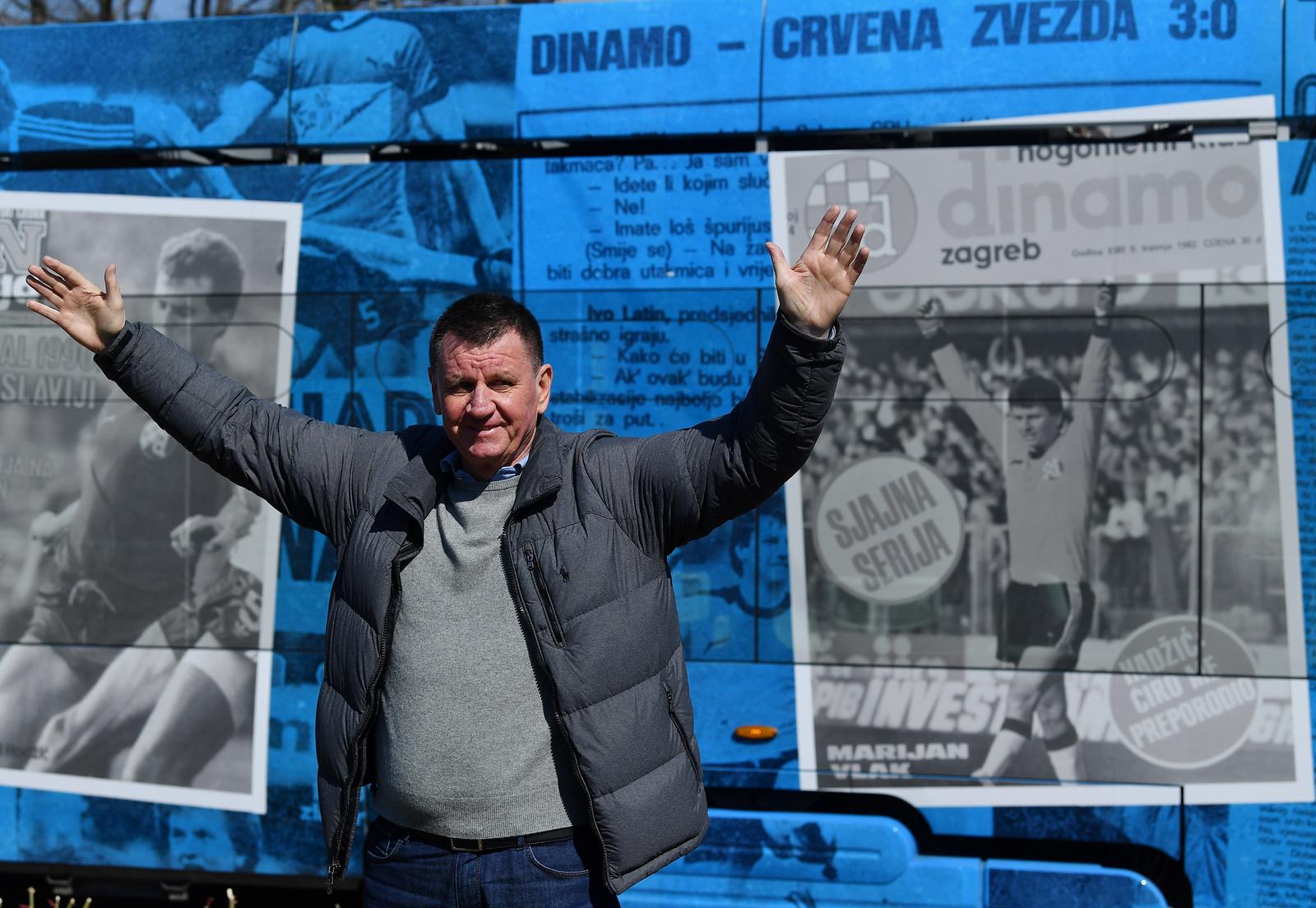 21.03.2022., Zagreb - Svecano otvaranje tramvaja Dinamova generacija '82 povodom 40 godisnjice od osvajanja povijesnog naslova prvaka. Marijan Vlak.  Photo: Marko Lukunic/PIXSELL