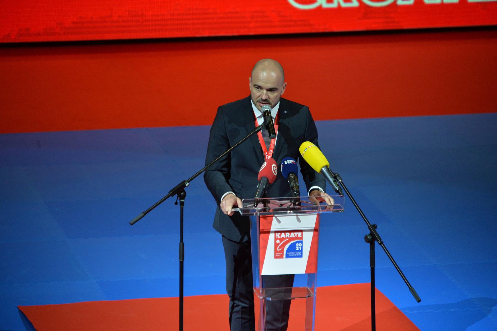 21.02.2021., Porec - Svecano otvorenje Europskog prvenstva u karateu. Davor Cipek, predsjednik Hrvatskog karate saveza.rPhoto: Sasa Miljevic/PIXSELL