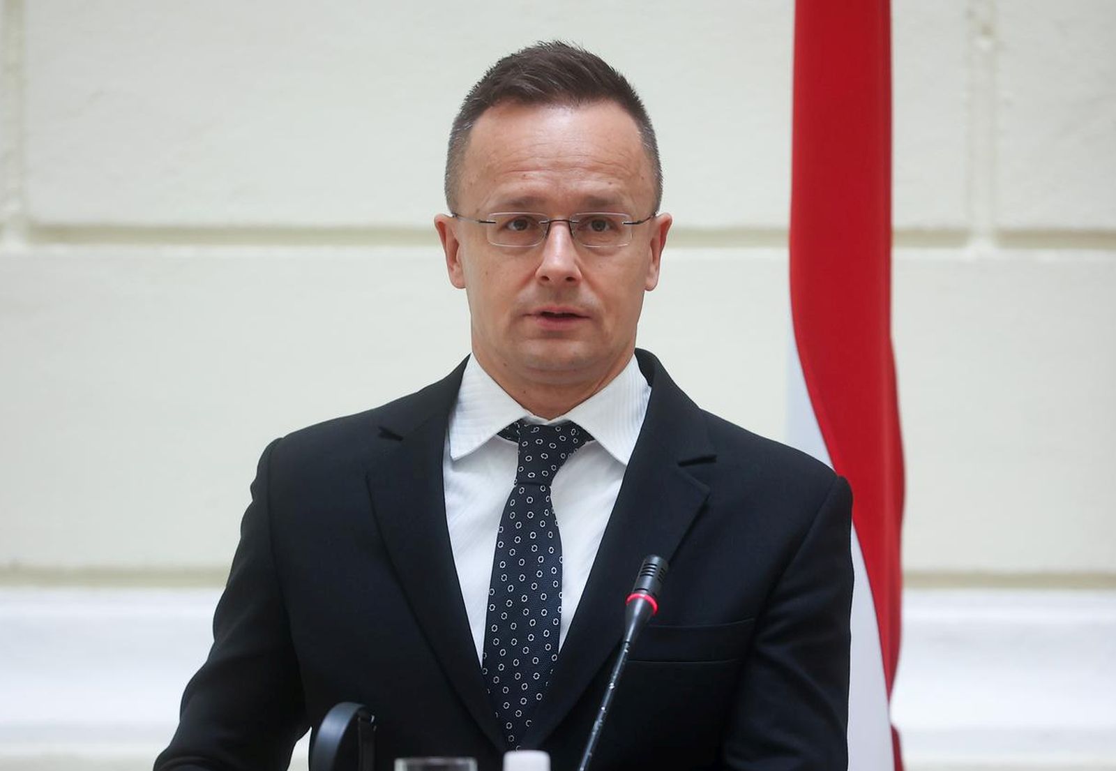 22.03.2023., Sarajevo, Bosna i Hercegovina - Konferencija za medije ministra vanjskih poslova i trgovine Madjarske Petera Szijjarta i ministra vanjskih poslova BiH Elmedinom Konakovicem. Photo: Armin Durgut/PIXSELL