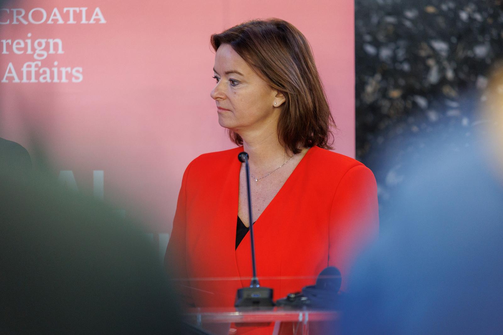25.04.2023., Rijeka - U Hilton Hotelu Costabella odrzan je trilateralni sastanak ministara vanjskih poslova Hrvatske, Austrije i Slovenije. potpredsjednica Vlade Republike Slovenije i ministrica vanjskih i europskih poslova Tanja Fajon Photo: Nel Pavletic/PIXSELL