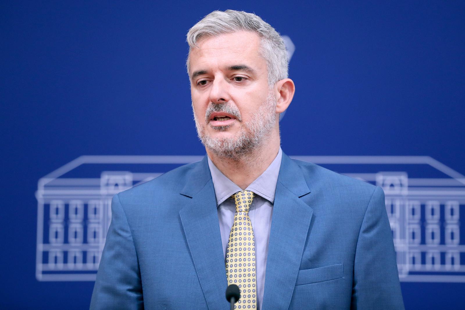 25.10.2023., Zagreb - Na konferenciji za medije odrzanoj u Saboru o tjucerasnjim dogadjanjima u Saboru govorili su Nikola Grmoja i Nino Raspudic.   Photo: Patrik Macek/PIXSELL