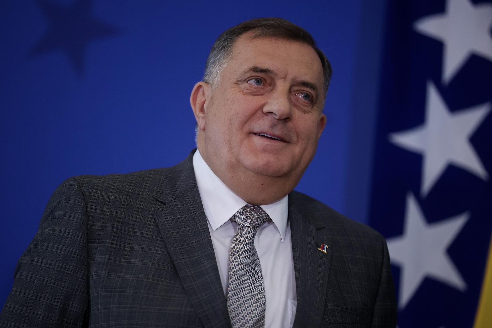 26.10.2023., Sarajevo, Bosna i Hercegovina - Konferencija za medije nakon sastanka parlamentarnih stranaka koje cine vecinu na drzavnom nivou. predsjednik Republike Srpske Milorad Dodik Photo: Armin Durgut/PIXSELL