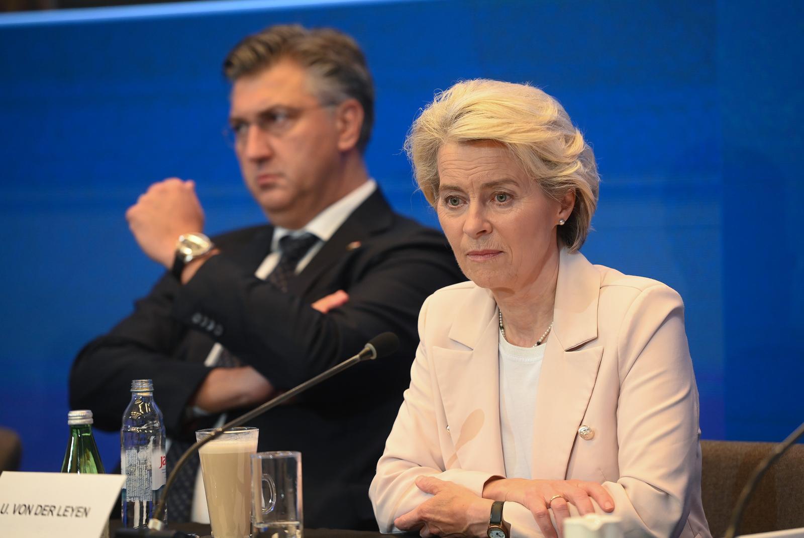 28.09.2023., Split - Konferencija povodom  Studijski dana  Europske pucke stranke. Na konferenciji su sudjelovali Premjer Andrej Plenkovic, Manfred Weber, Ursula von der Leyen.  Photo: Ivana Ivanovic/PIXSELL