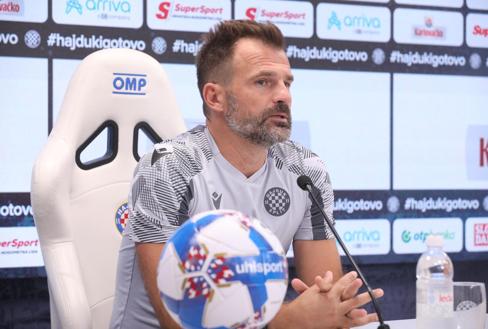 29.09.2023.,Split-Ivan Leko odrzao konferenciju za medije uoci nedjeljnig derbija orotiv Dinama na Poljudu. Photo: Ivo Cagalj/PIXSELL